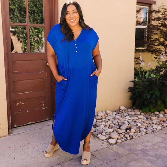 Chillax Summer Maxi Dress In Royal Blue - Picture 2 of 8